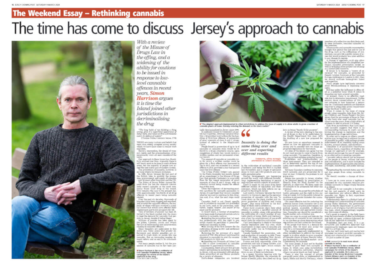 The time has come to discuss Jersey's approach to cannabis